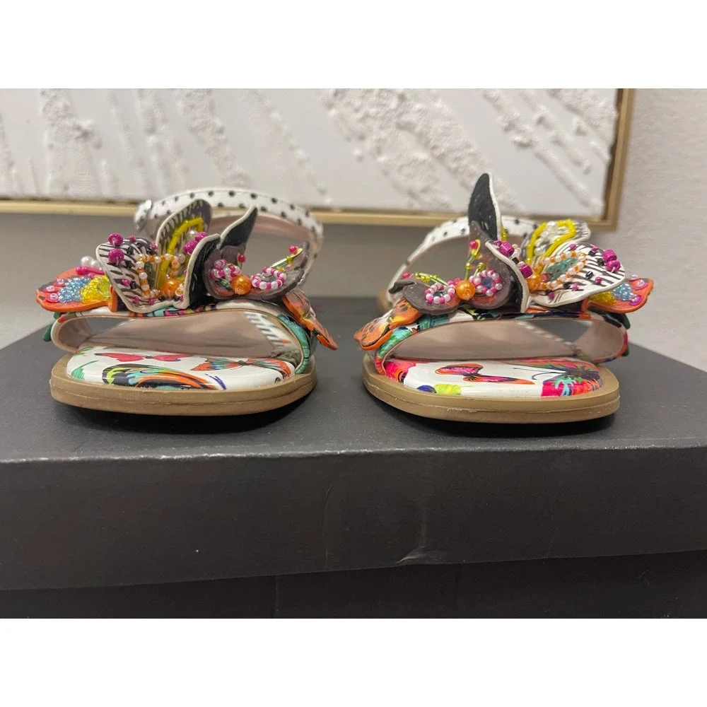 Betsey Johnson Kids Butterfly Embellished Flat Sandals Polka Dot White Multi 3